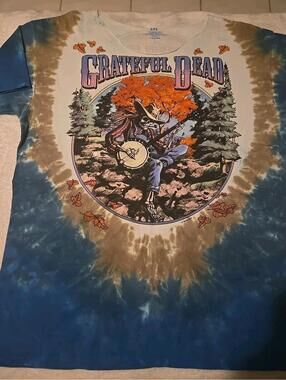 2000 Grateful Dead T-Shirt Tie Dye ‘94 Tour Men's 2XL Skeleton Banjo Liquid Blue